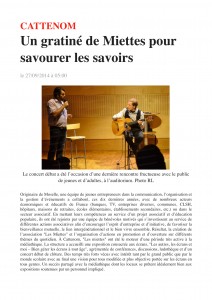 Un gratiné de miettes 
pour savourer les savoirs :
Cattenom 27-09-14