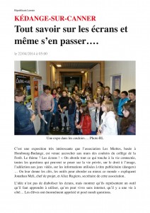 Tout savoir sur les écrans et même s'en passer : Kédange-sur-Canner 22-04-14