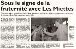 Sous le signe de la fraternité avec Les Miettes : 01-08-2012